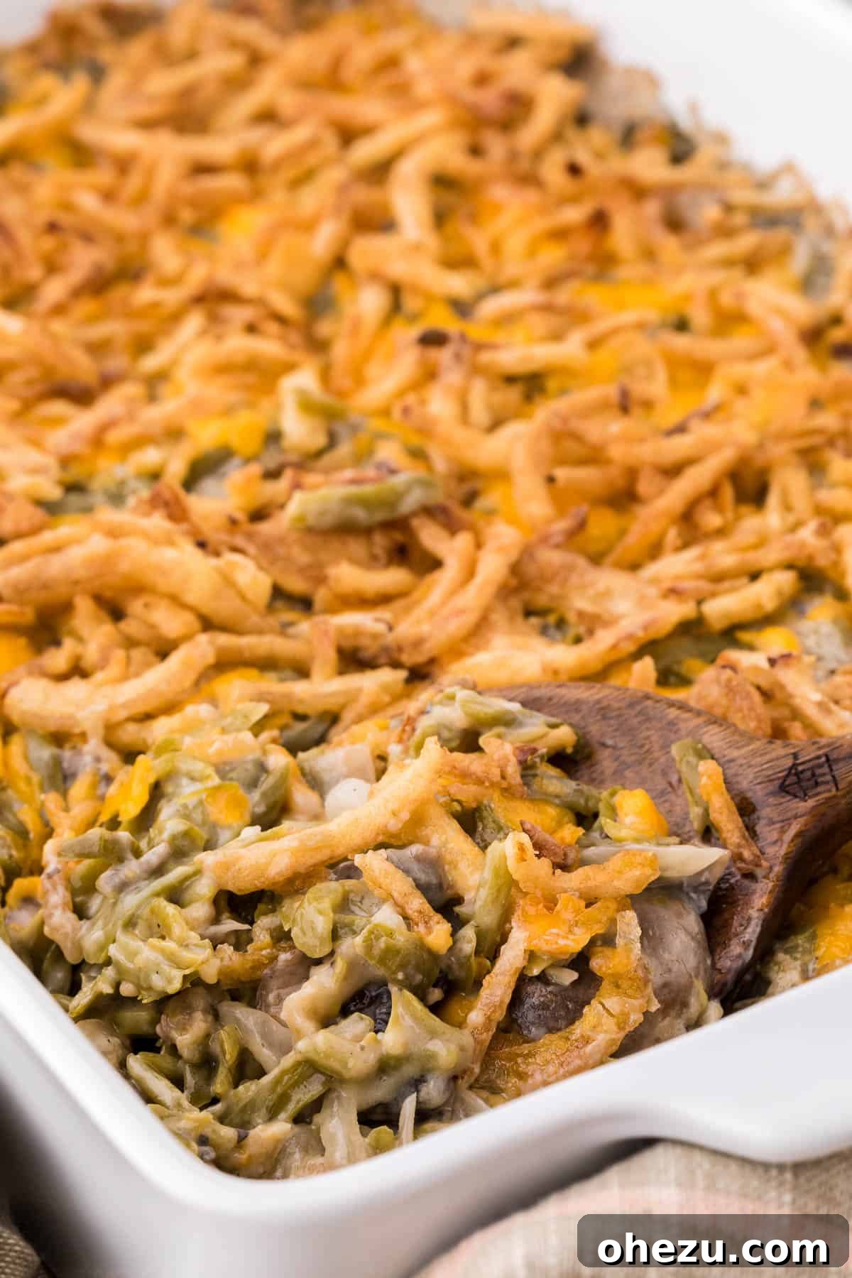 Holiday Green Bean Bake 4 a scoop of green bean casserole