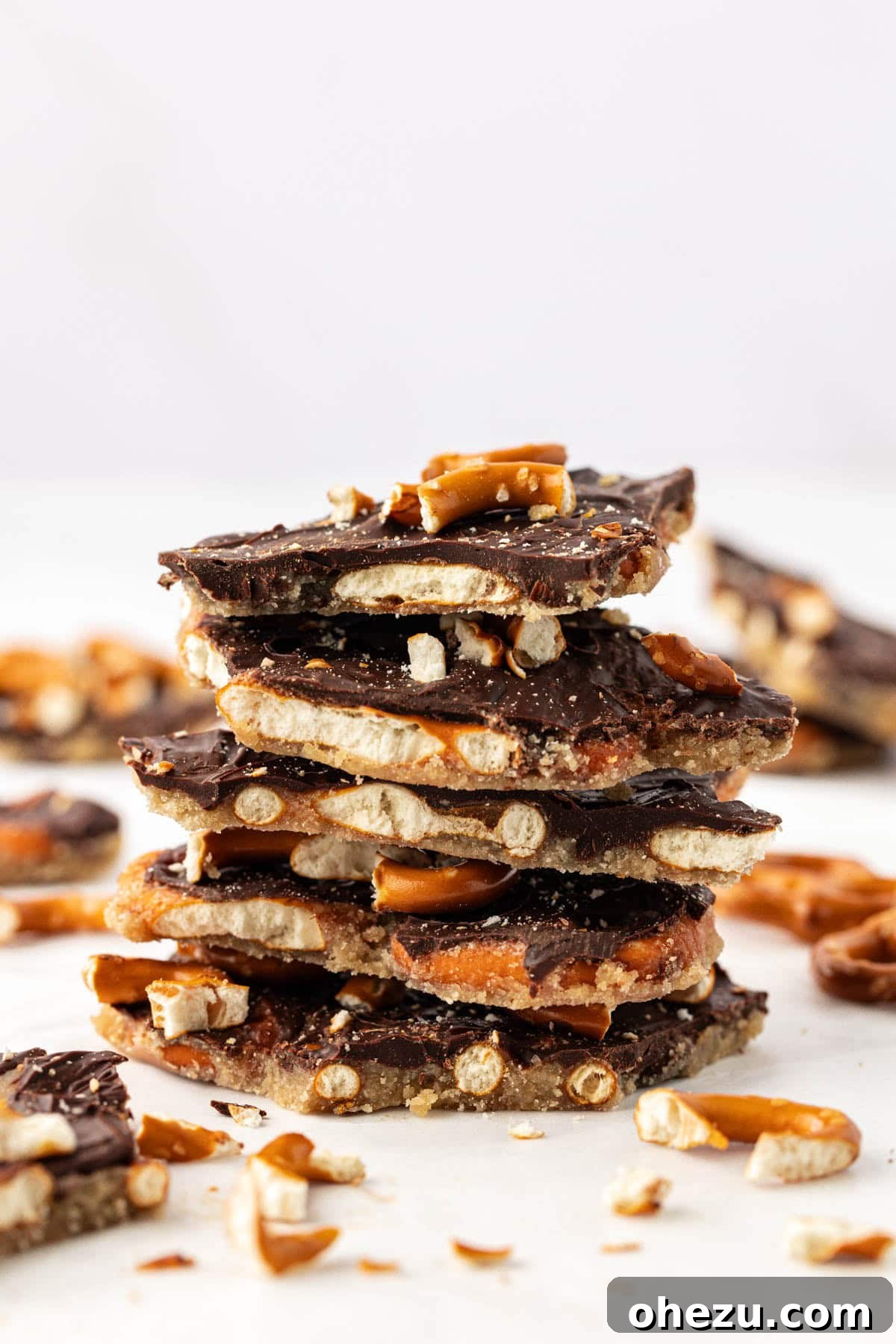 pretzel Christmas crack pieces stacked