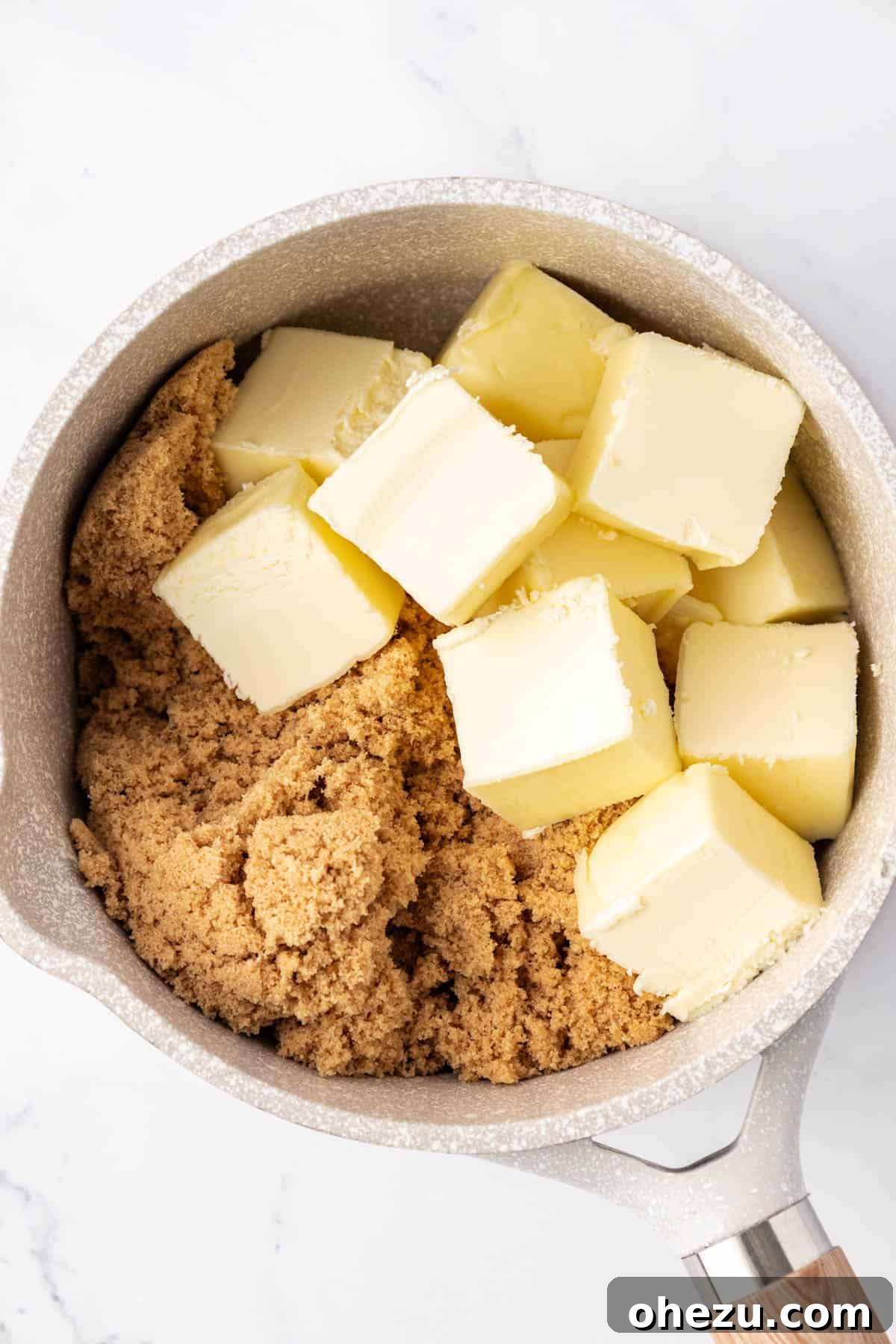 brown sugar and butter in a sauce pan