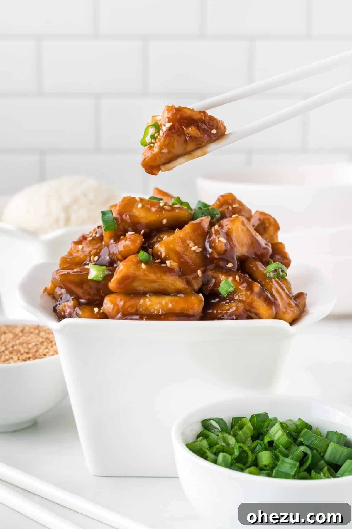 takeout container filled with teriyaki tofu