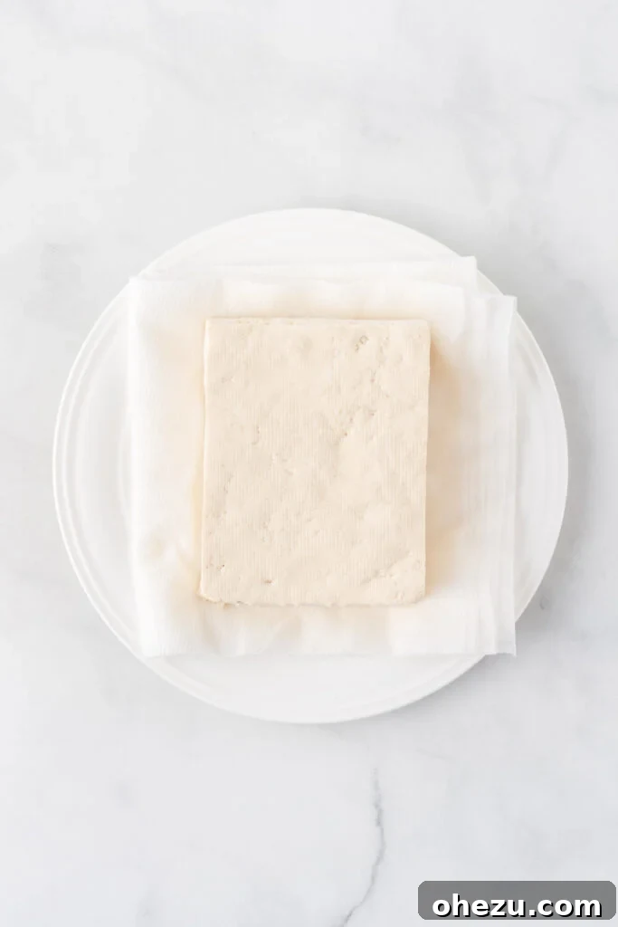 pressed tofu on a plate