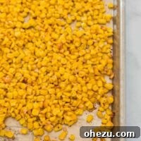 roasted corn on a baking sheet