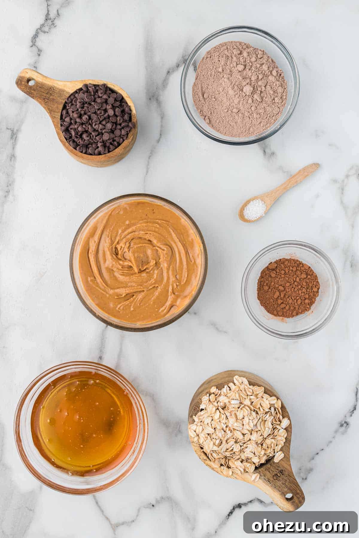 ingredients to make chocolate protein balls