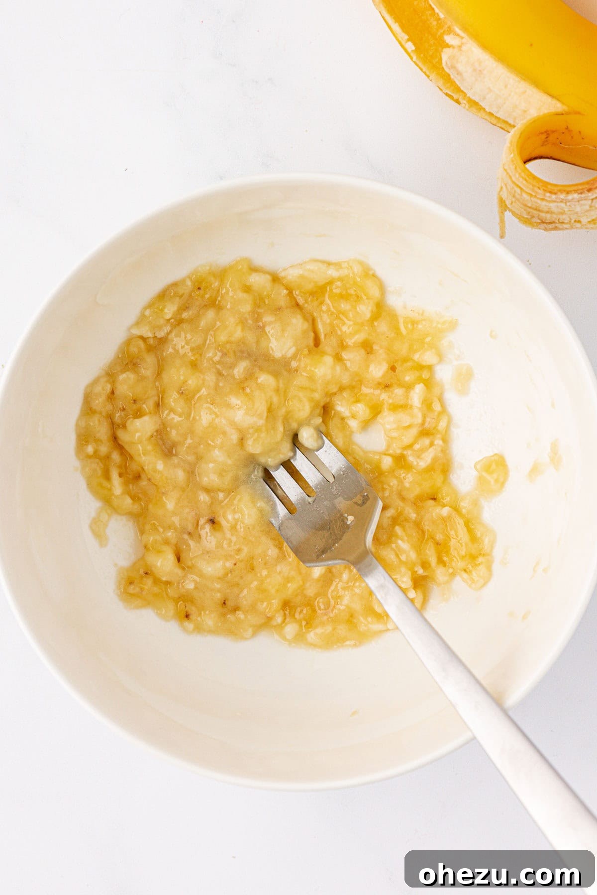 mashed banana in a bowl