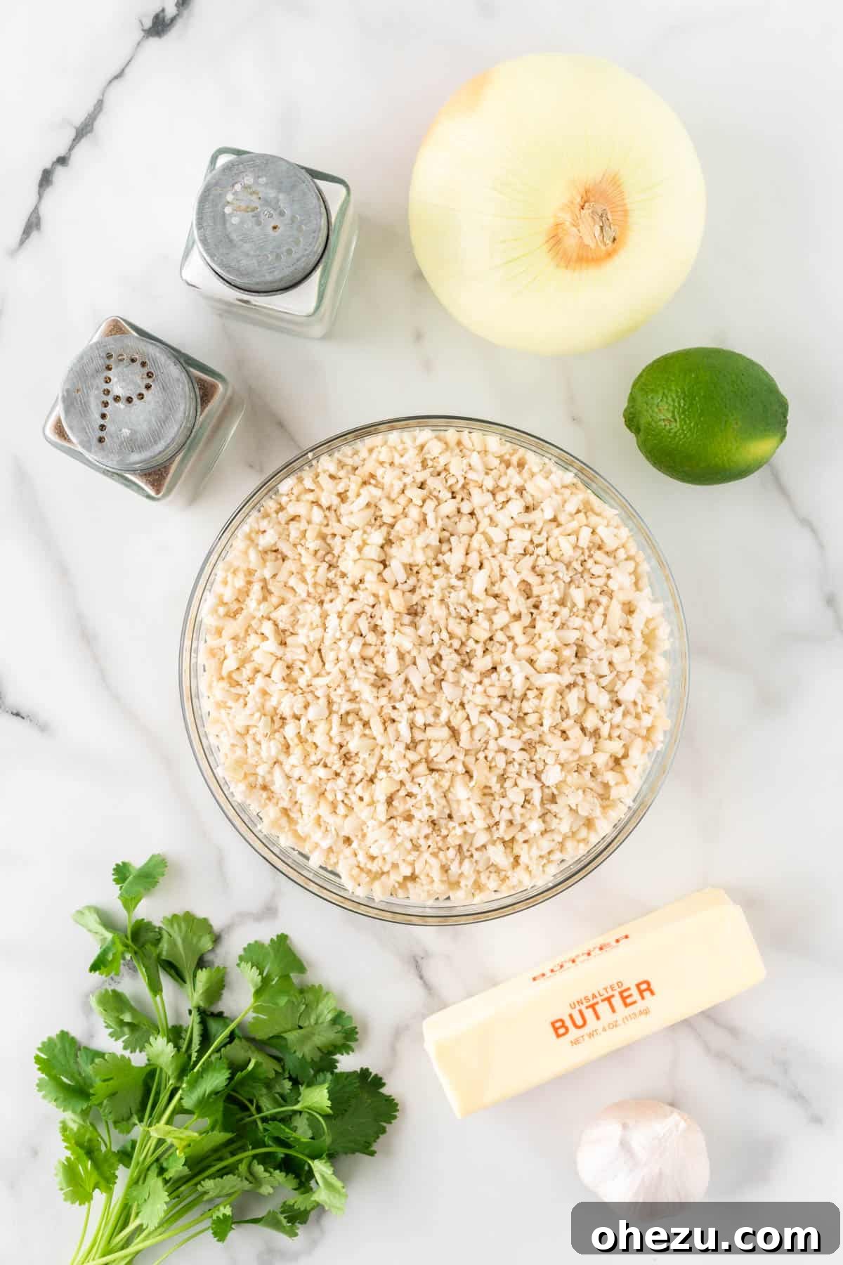 ingredients needed to make cilantro lime cauliflower rice
