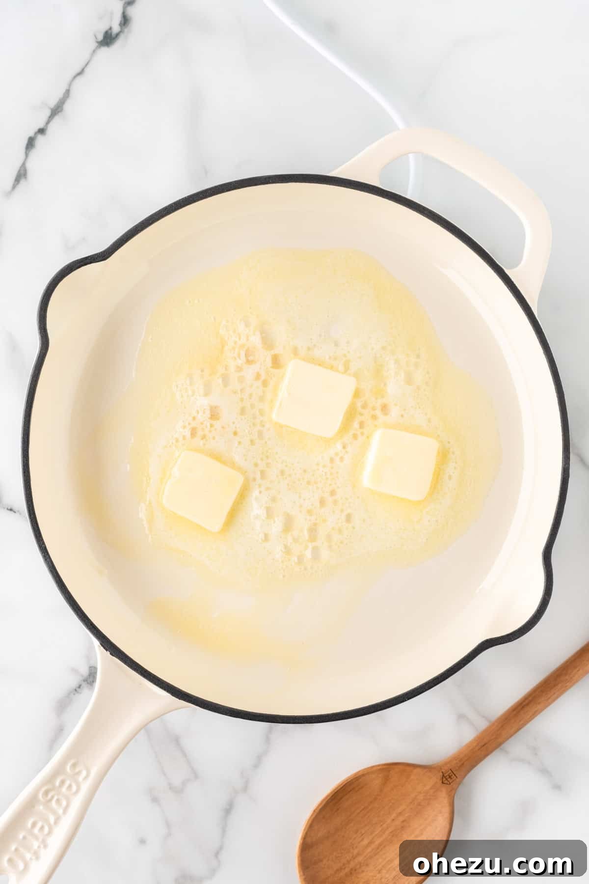 melting butter in a skillet
