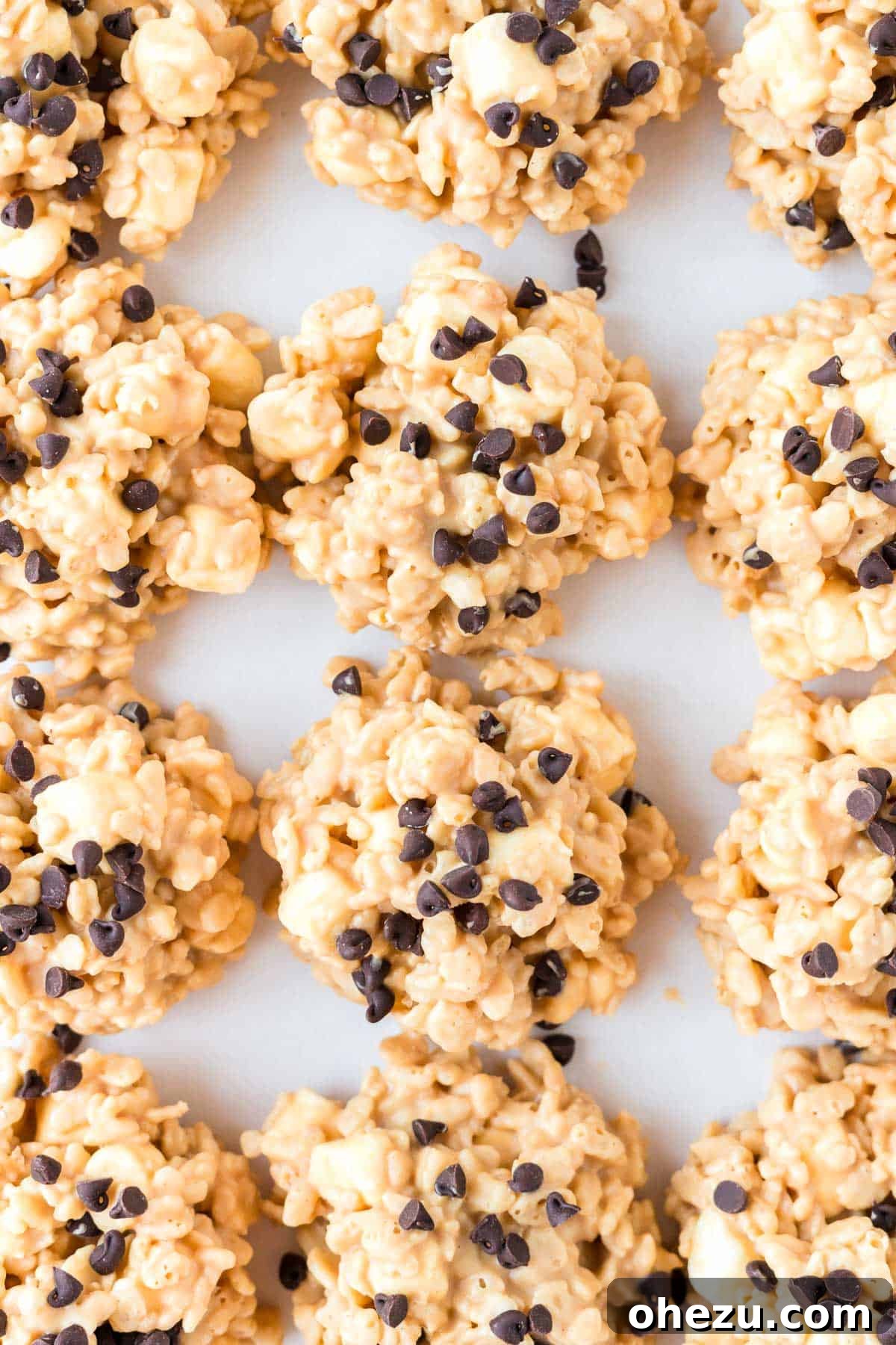Kitchen Sink Cookies 2 Delicious no bake avalanche cookies stacked high on a platter, ready to be enjoyed