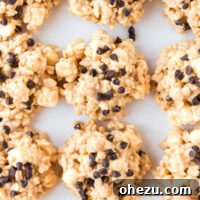 Kitchen Sink Cookies 16 Close-up of a finished no bake avalanche cookie, perfectly formed and topped