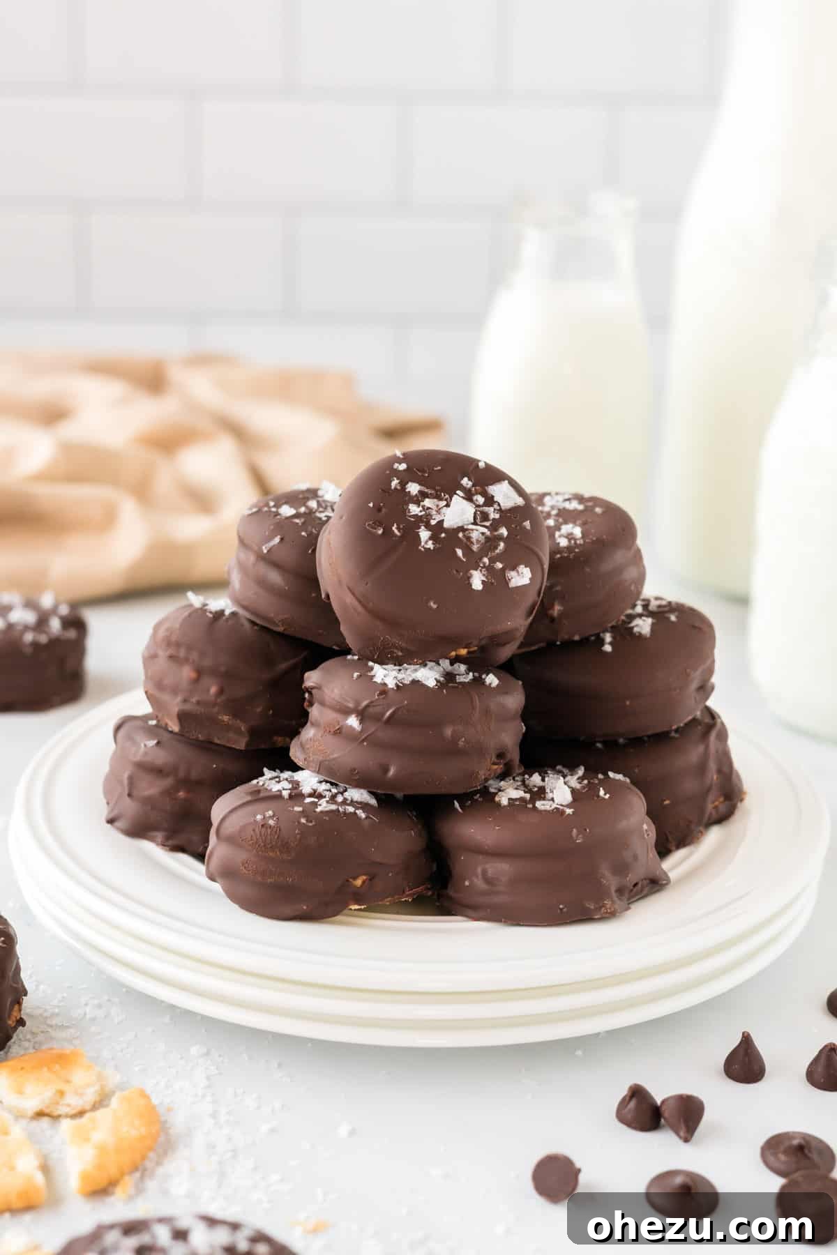 Perfectly stacked Ritz Cracker Cookies on a plate, showcasing their inviting appearance