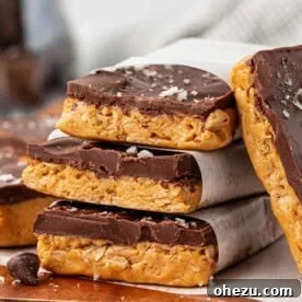 No bake protein bars with a chocolate topping
