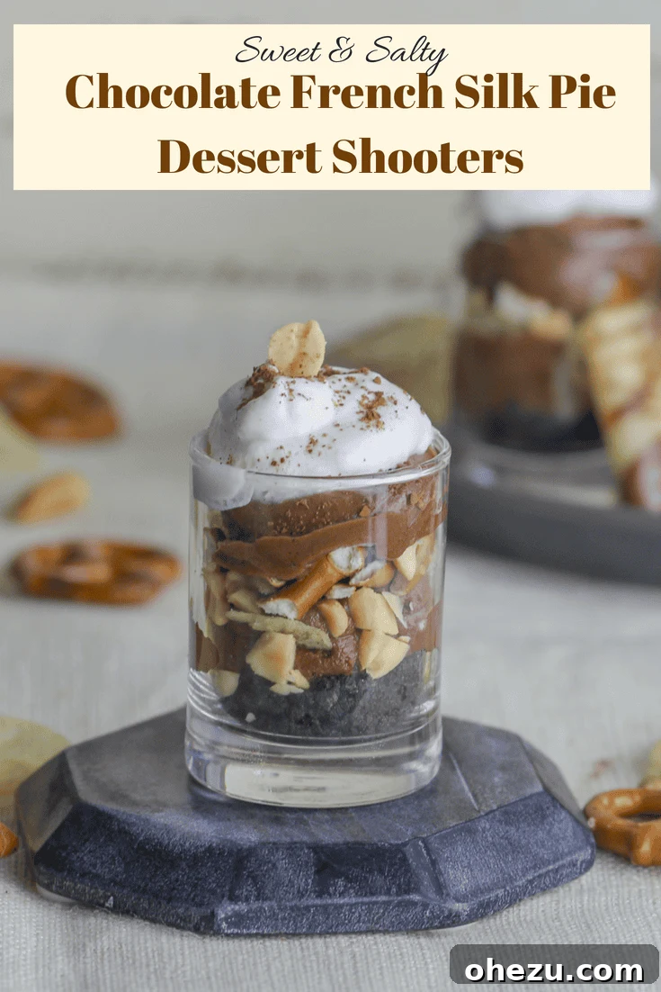 Sweet & Salty Chocolate French Silk Pie Shooters 6 Final plated Sweet & Salty Chocolate French Silk Pie Dessert Shooters