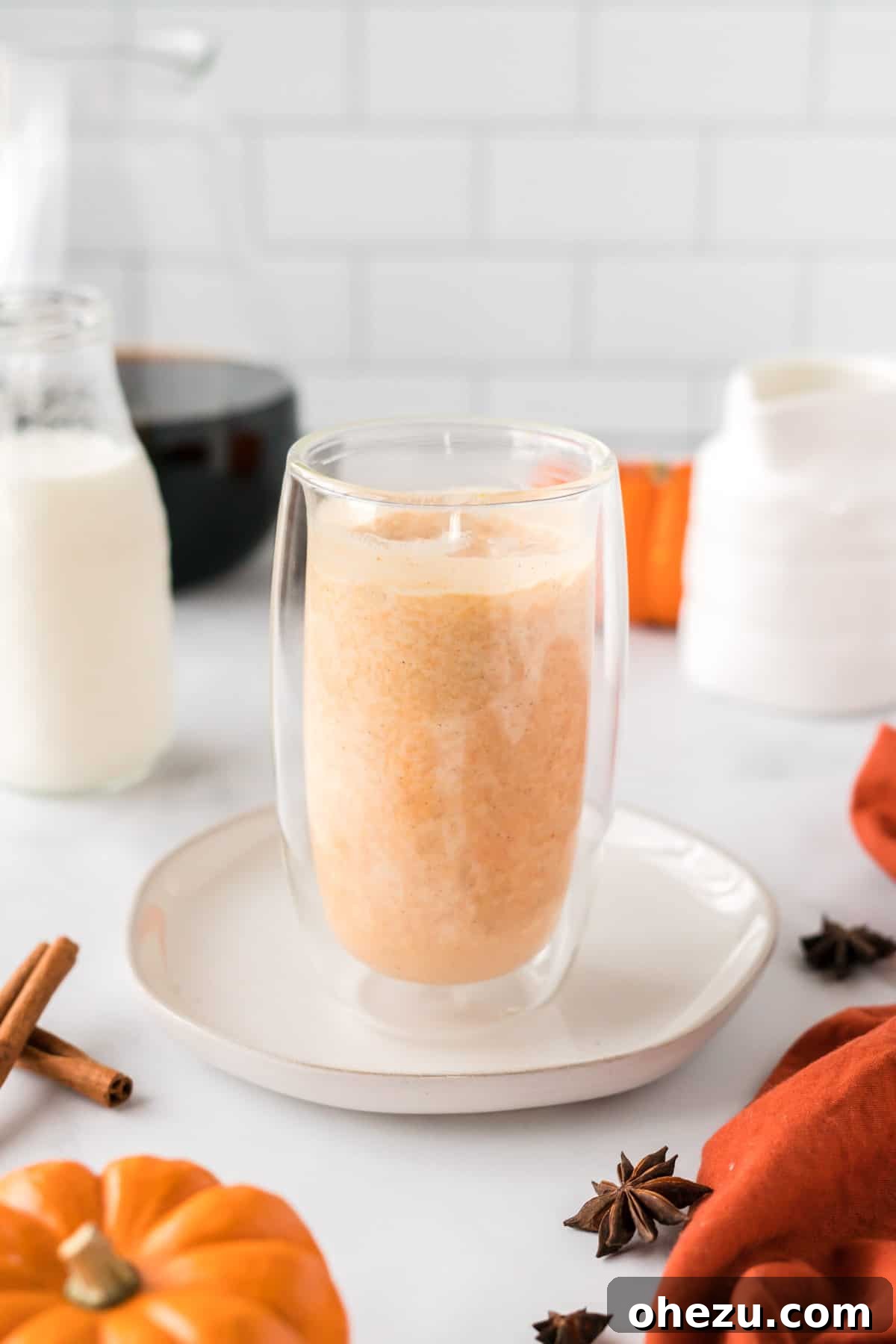 Spiced Pumpkin Cold Brew 6 A mason jar filled with freshly made pumpkin cream cold foam, sealed with a lid and ready for refrigeration, promising another delightful coffee experience.