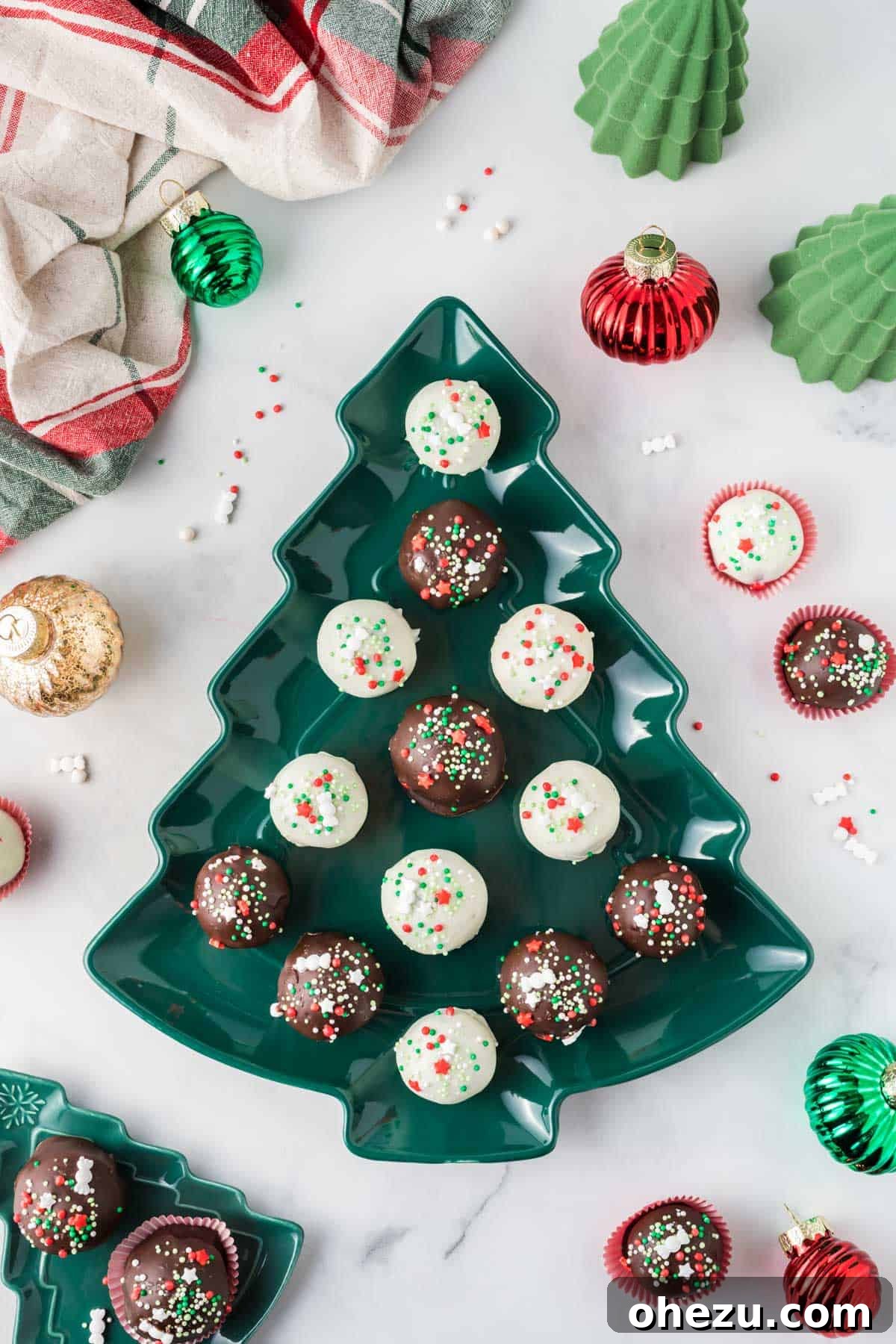 Decadent Holiday Oreo Treats 19 A holiday Christmas plate adorned with festive Oreo balls, ready for guests