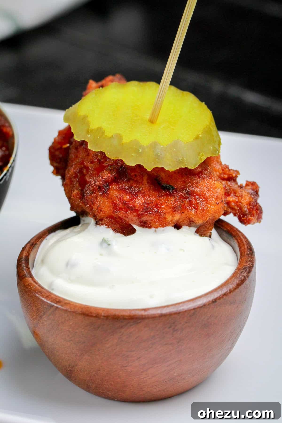 Cheesecake Factory Inspired Nashville Hot Chicken Nuggets 5 Serving Homemade Nashville Hot Chicken Nuggets with ranch and pickles