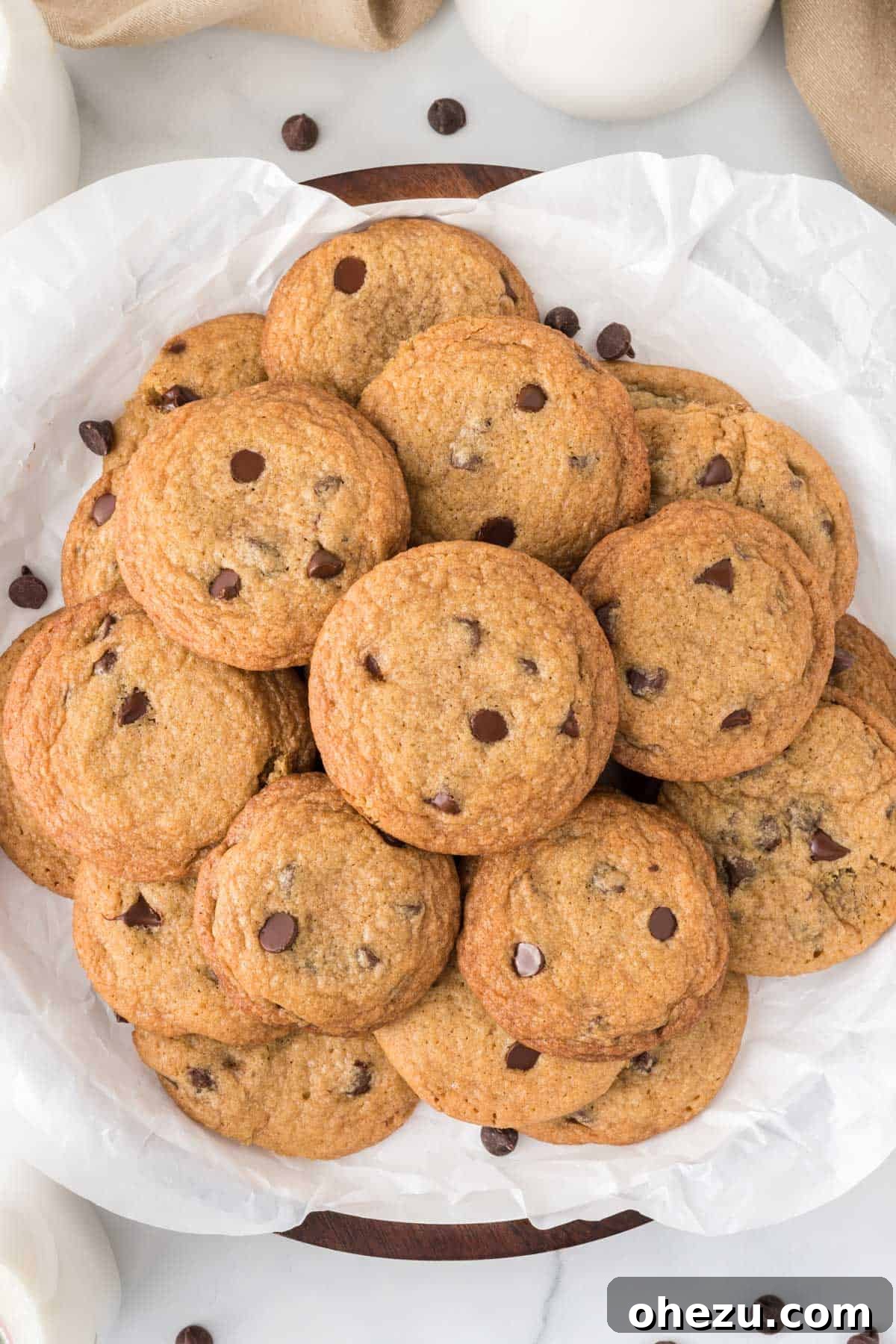 Decadent Dairy-Free Chocolate Chip Cookies 2 Platter of perfectly baked dairy-free chocolate chip cookies