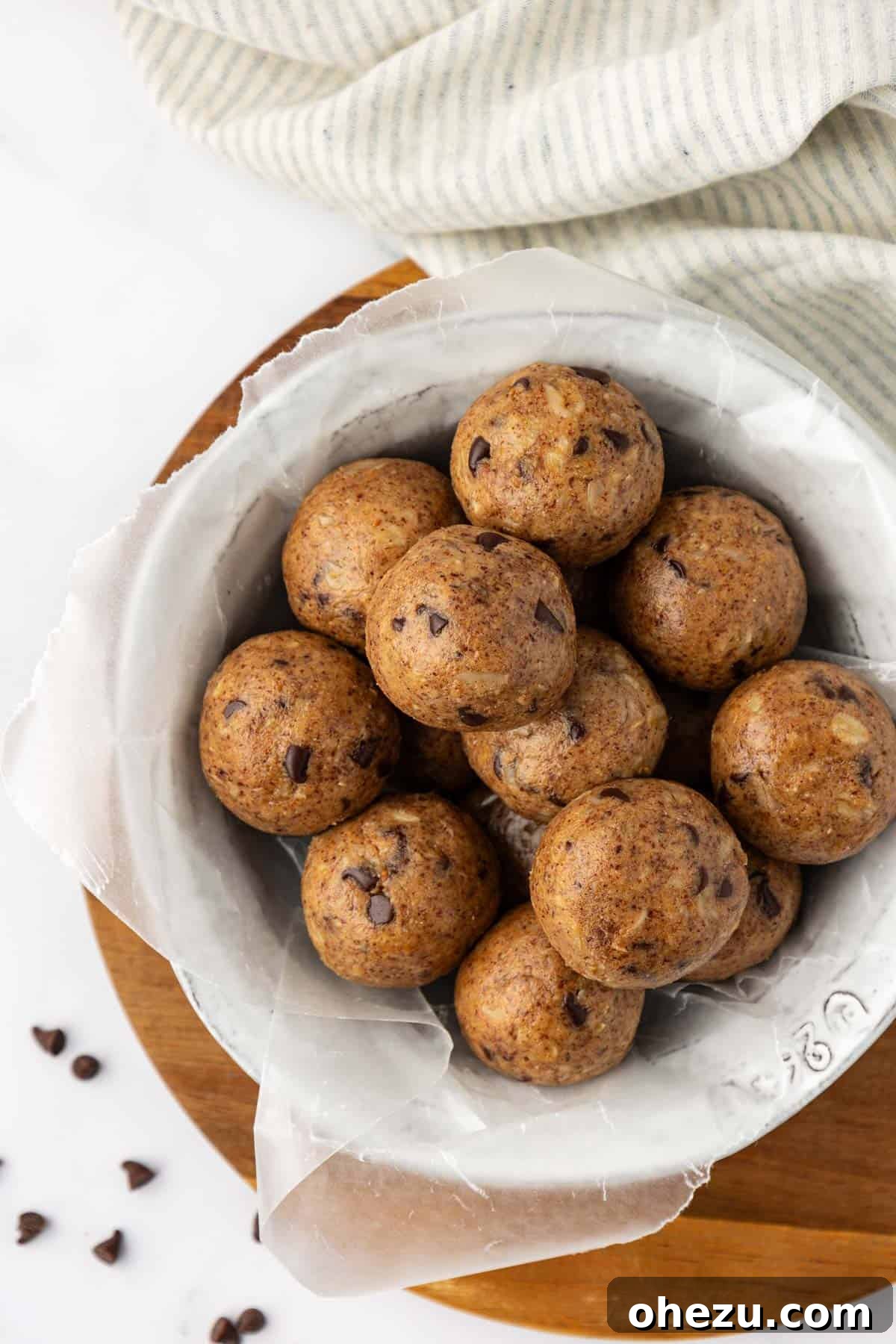 Wholesome Almond Butter Protein Bites 12 Another close-up shot of almond butter protein balls, highlighting their smooth texture and appetizing appearance, making them an irresistible healthy snack.