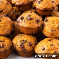 Delicious mini pumpkin muffins with chocolate chips