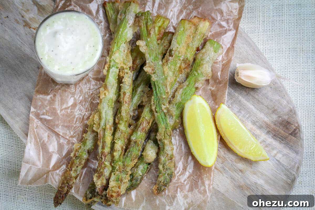 Burgerville-Inspired Crispy Asparagus Fries with Garlic Aioli 2 Crispy Fried Asparagus Spears with Zesty Garlic Aioli (Burgerville Copycat)
