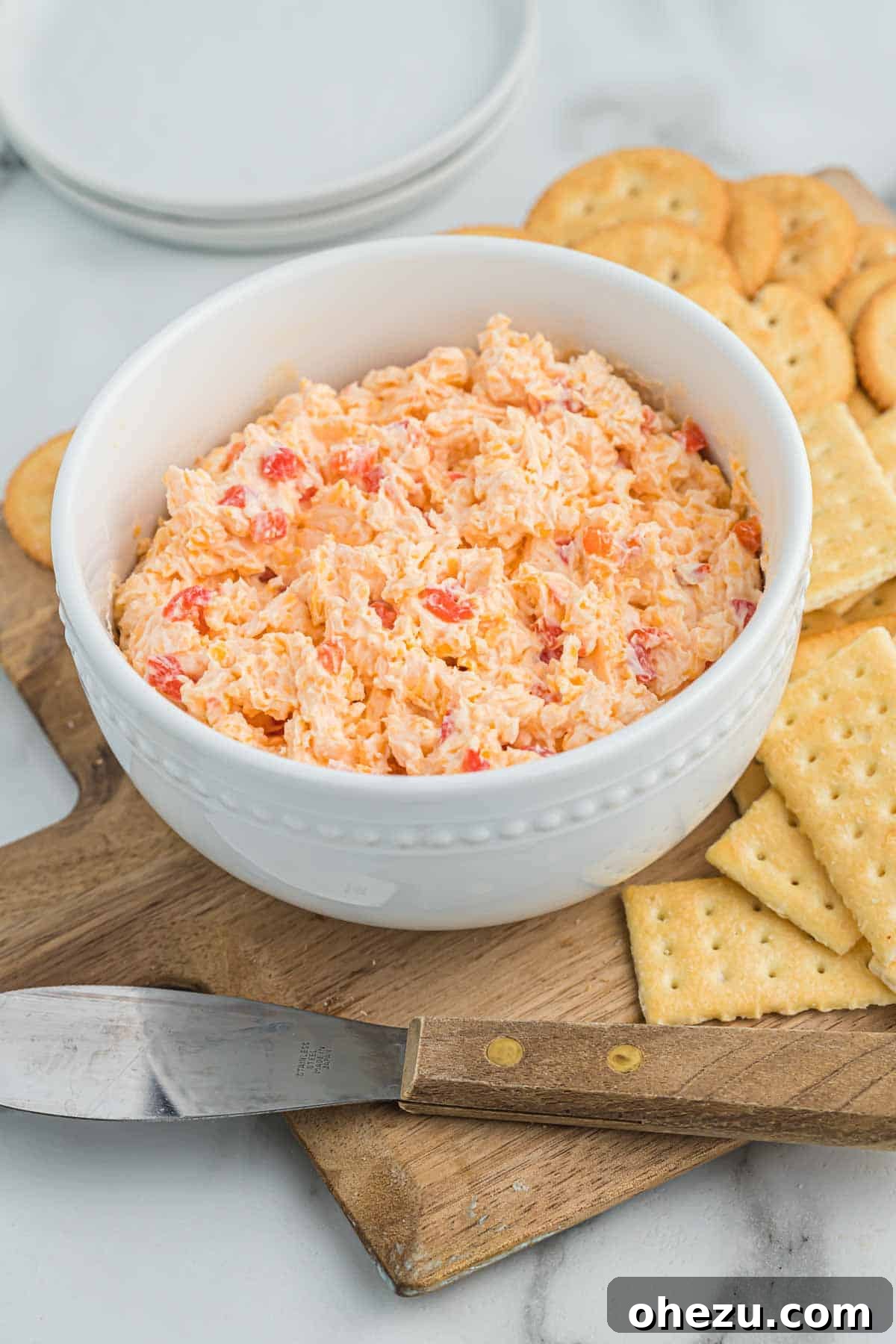 pimento cheese dip with crackers