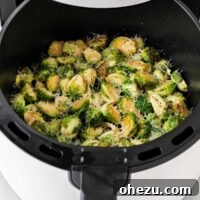 Crispy Brussels Sprouts with Parmesan Cheese cooked in an Air Fryer