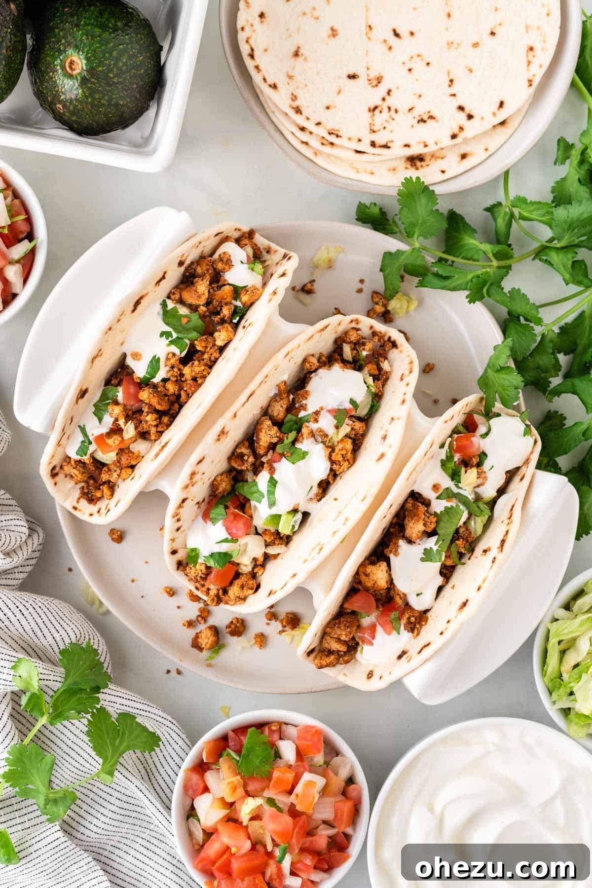 tofu tacos in a taco stand