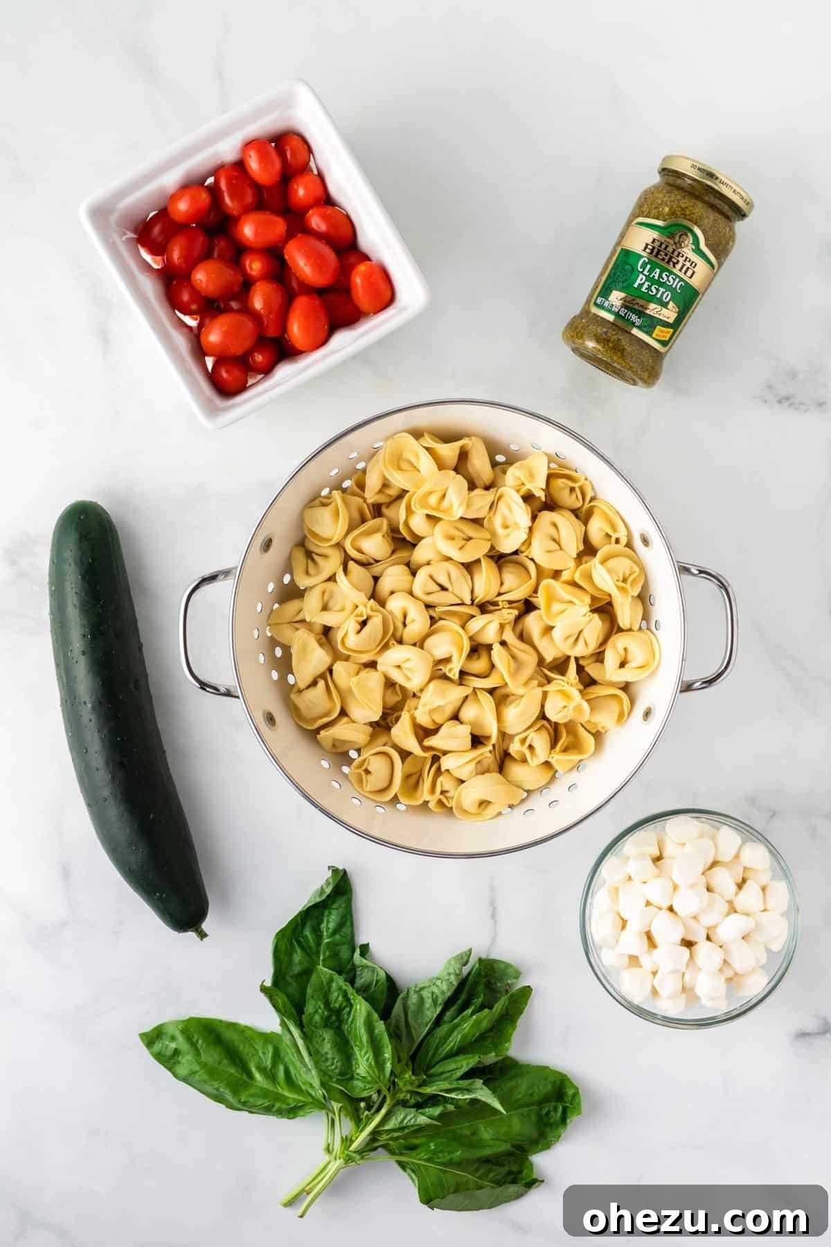 Flavorful Tortellini Pasta Salad 4 ingredients needed to make tortellini pasta salad