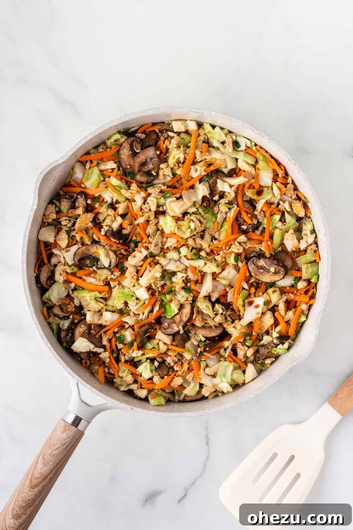 egg roll filling in a skillet