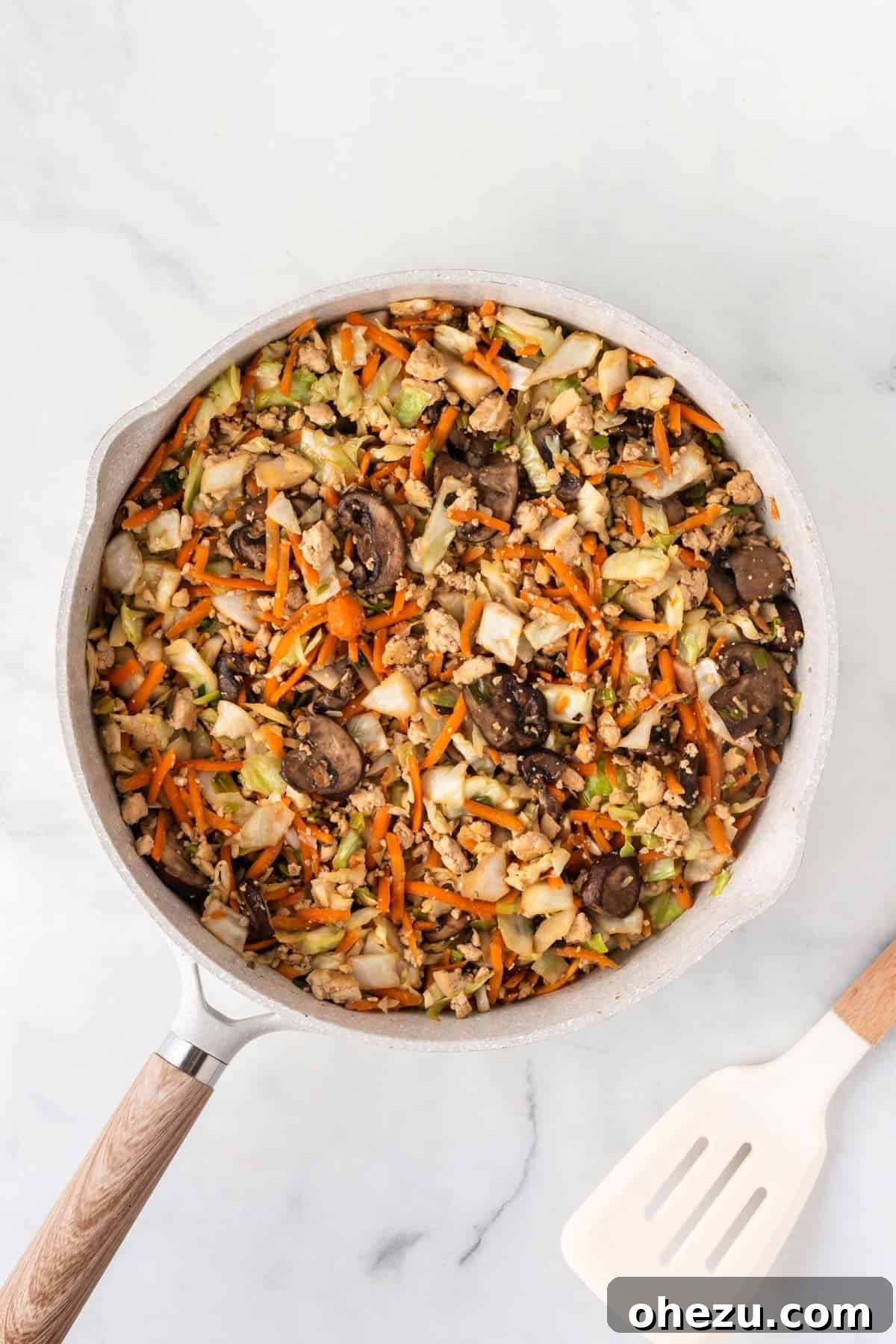 egg roll filling in a skillet