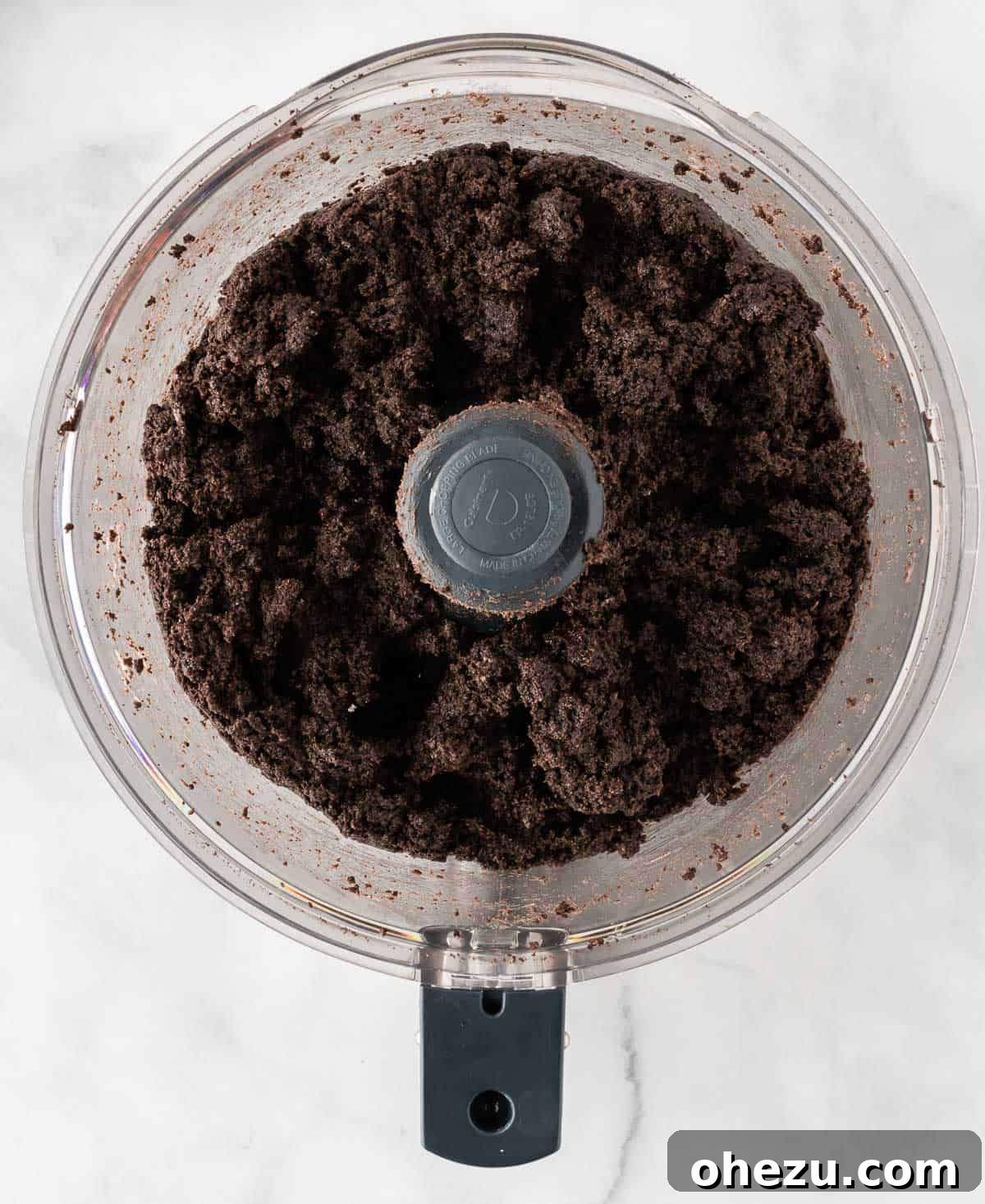Wicked Oreo Truffles 8 Oreo ball mixture after blending with cream cheese in a food processor