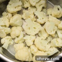 Instant Pot steamed cauliflower ready to be served
