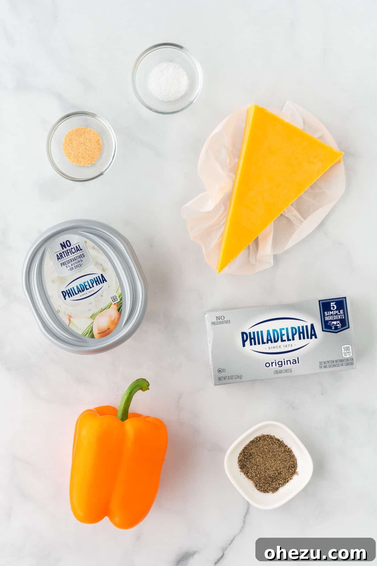 ingredients needed to make a pumpkin shaped cheese ball