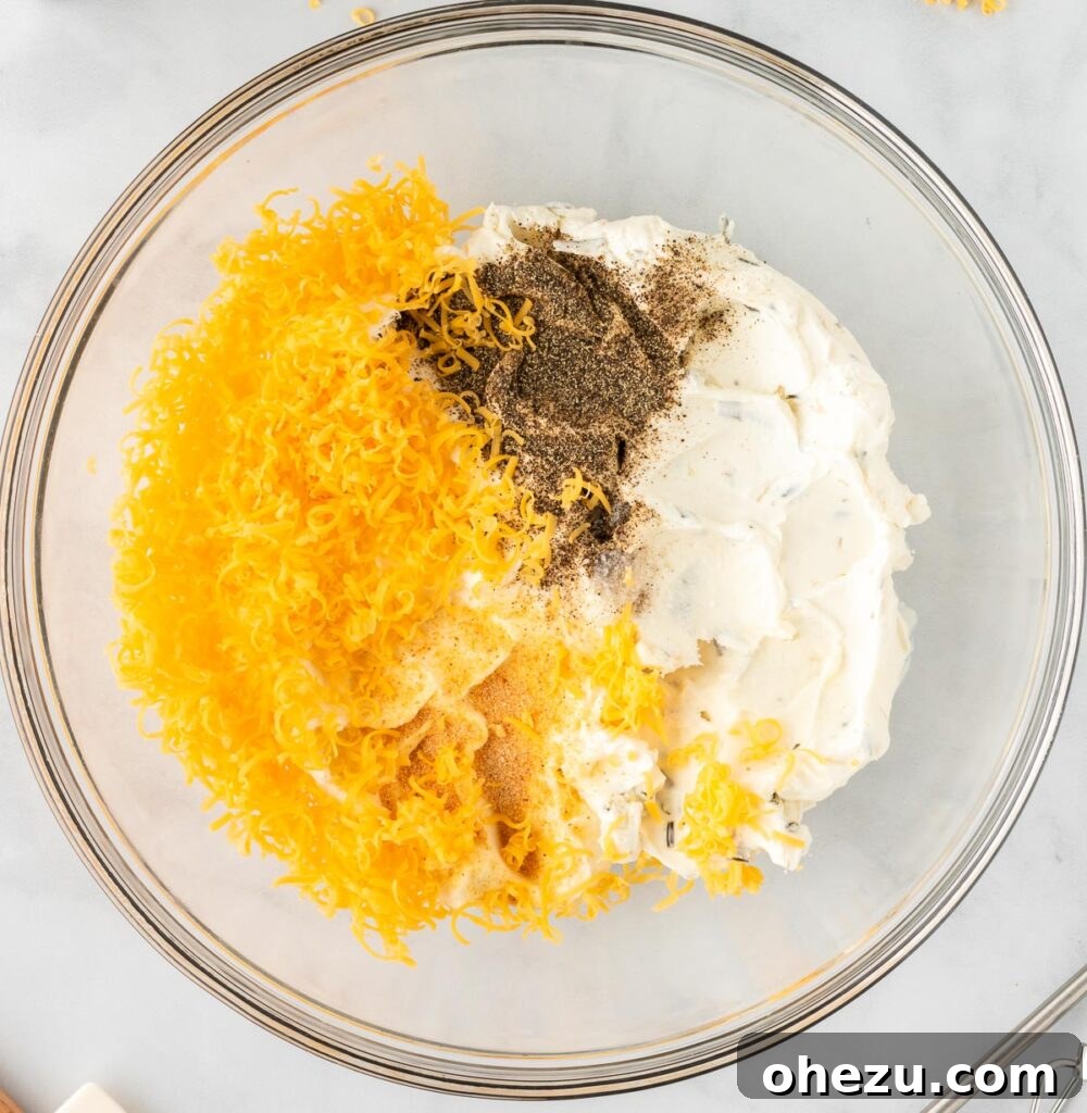 cheese ball filling ingredients in a mixing bowl