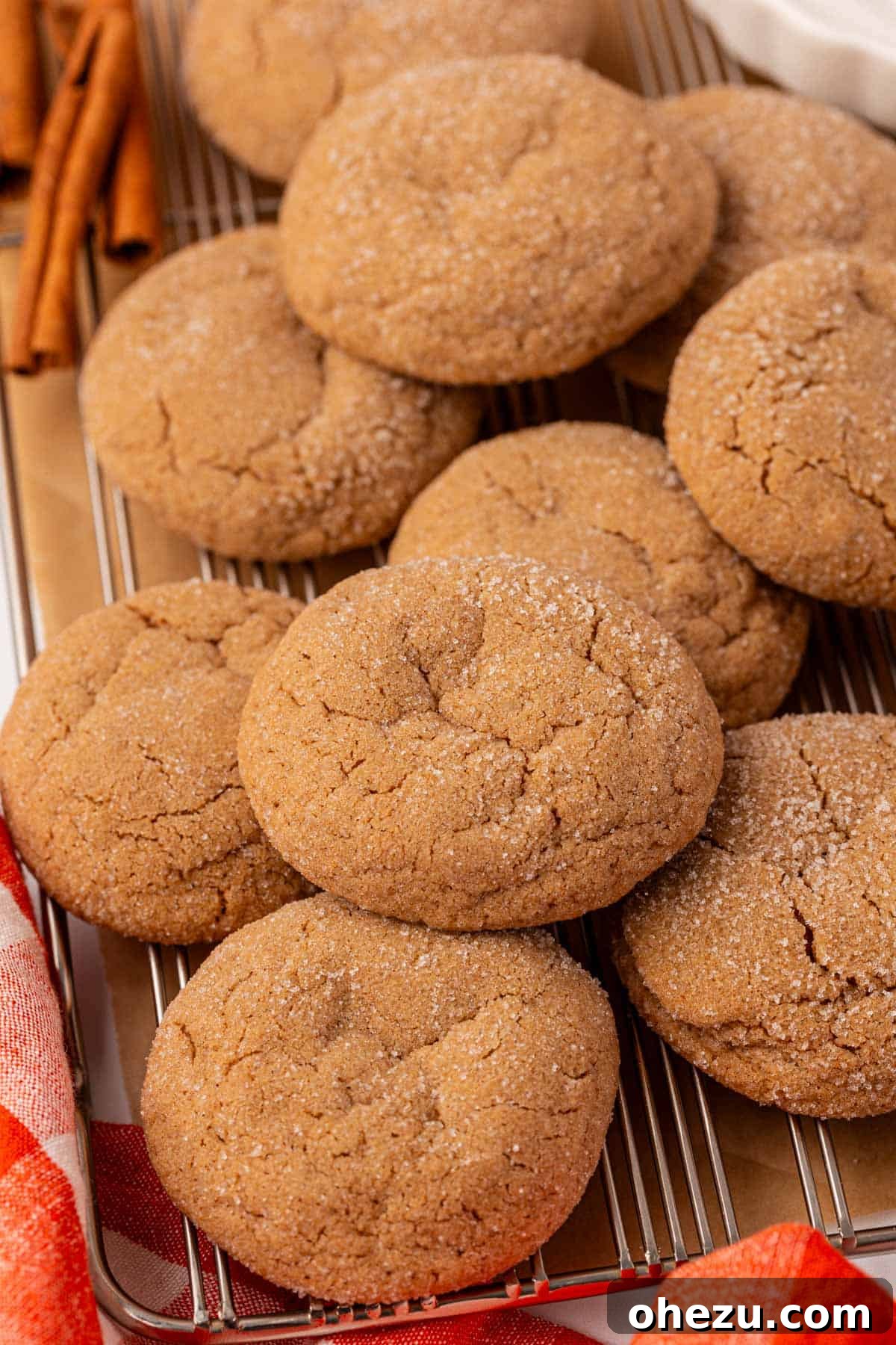 Delicious, soft, and chewy Cake Mix Spice Cookies artfully arranged on a cooling rack, ready for holiday festivities.