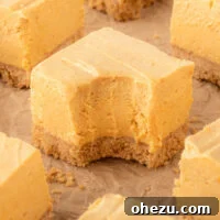 no bake pumpkin cheesecake bar with a bite taken out