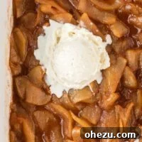 baked cinnamon apples topped with ice cream