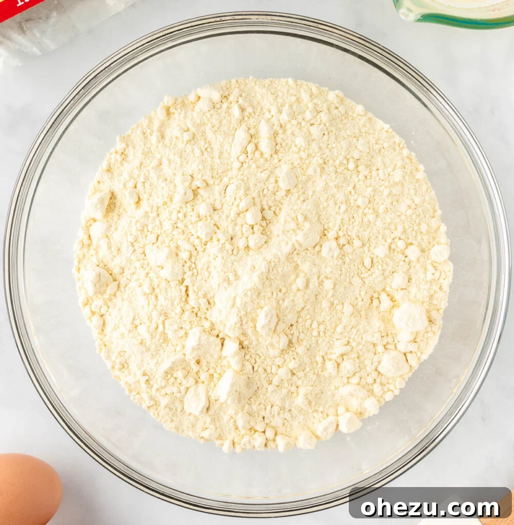 cake mix in a bowl ready for mixing