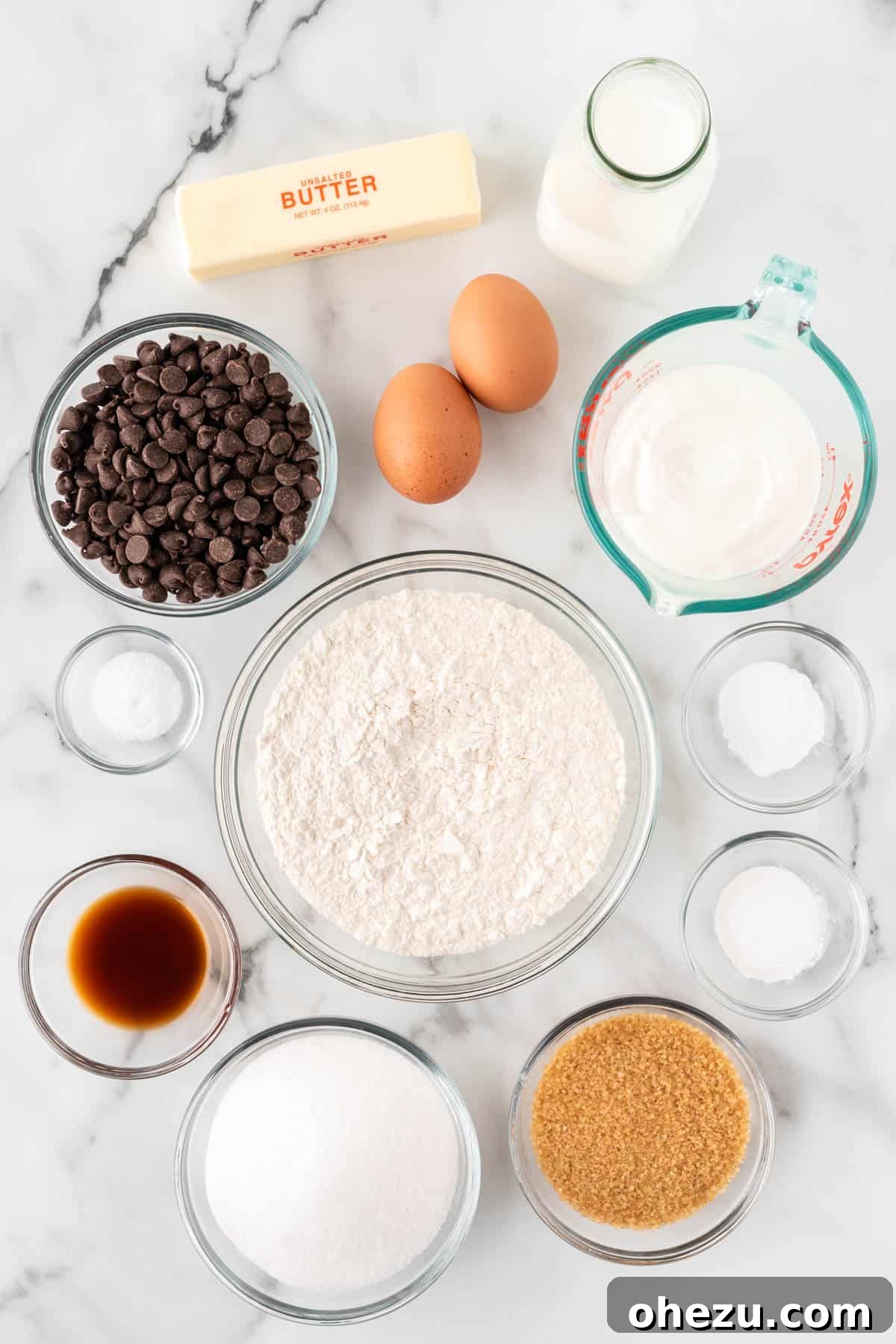 Irresistible Bakery Chocolate Chip Muffins 4 ingredients needed to make sour cream chocolate chip muffins