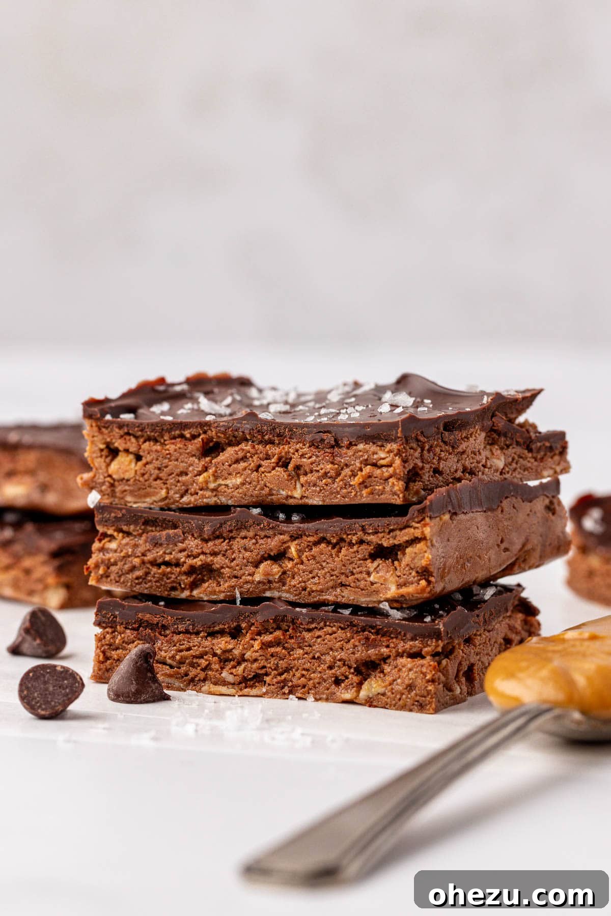 A final inviting image of chocolate protein bars, emphasizing the ease of meal prepping them for the week ahead.