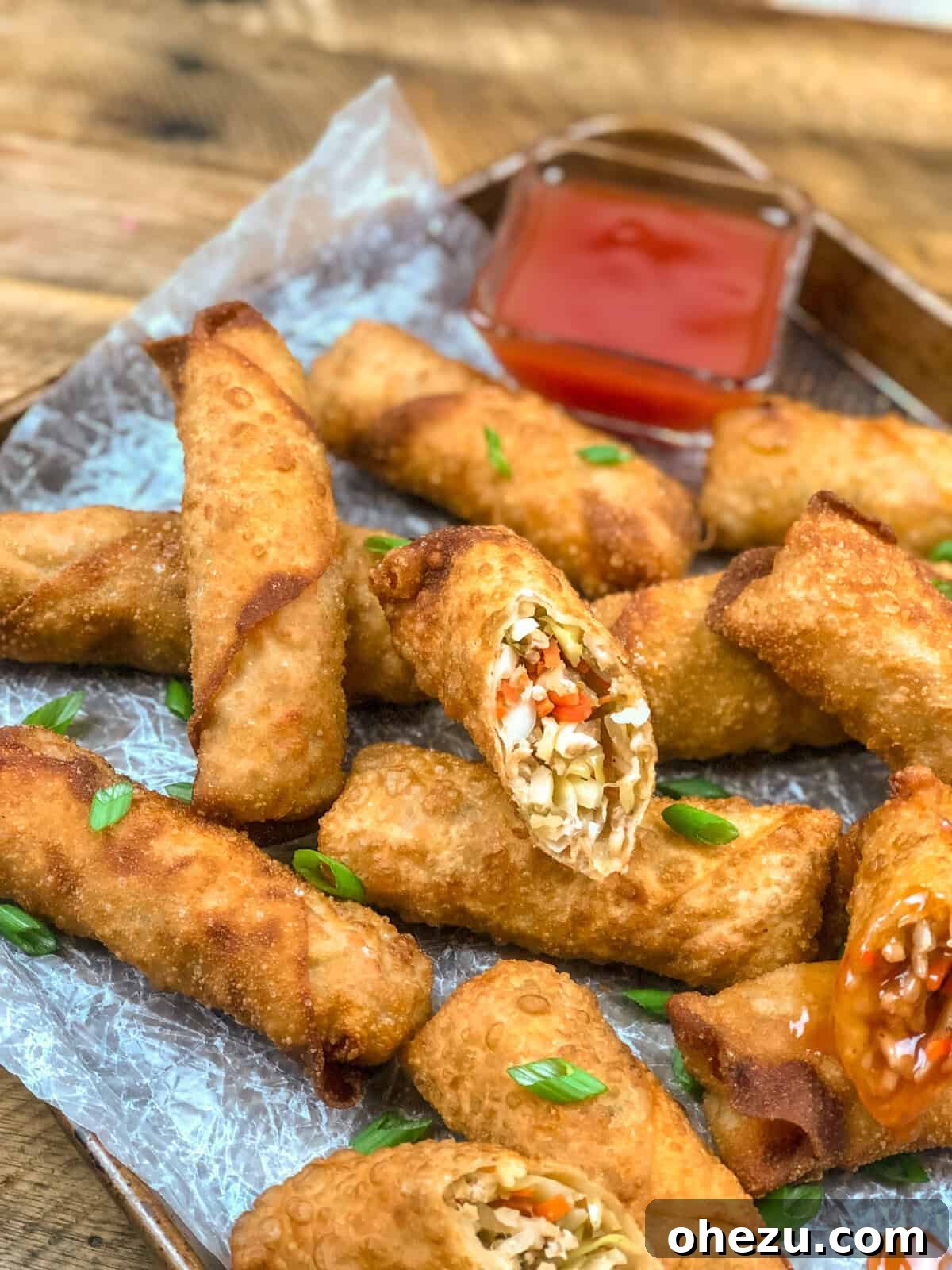 Crispy Chicken Egg Rolls with Sweet and Sour Sauce 3 Crispy Chinese Egg Rolls with Sweet and Sour