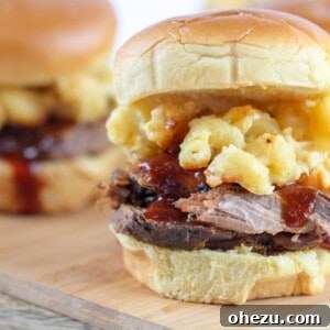 Smoky BBQ Brisket Sliders with Spicy Jalapeno Mac and Cheese 7 Small image of BBQ Brisket Sliders with Creamy Jalapeno Mac & Cheese