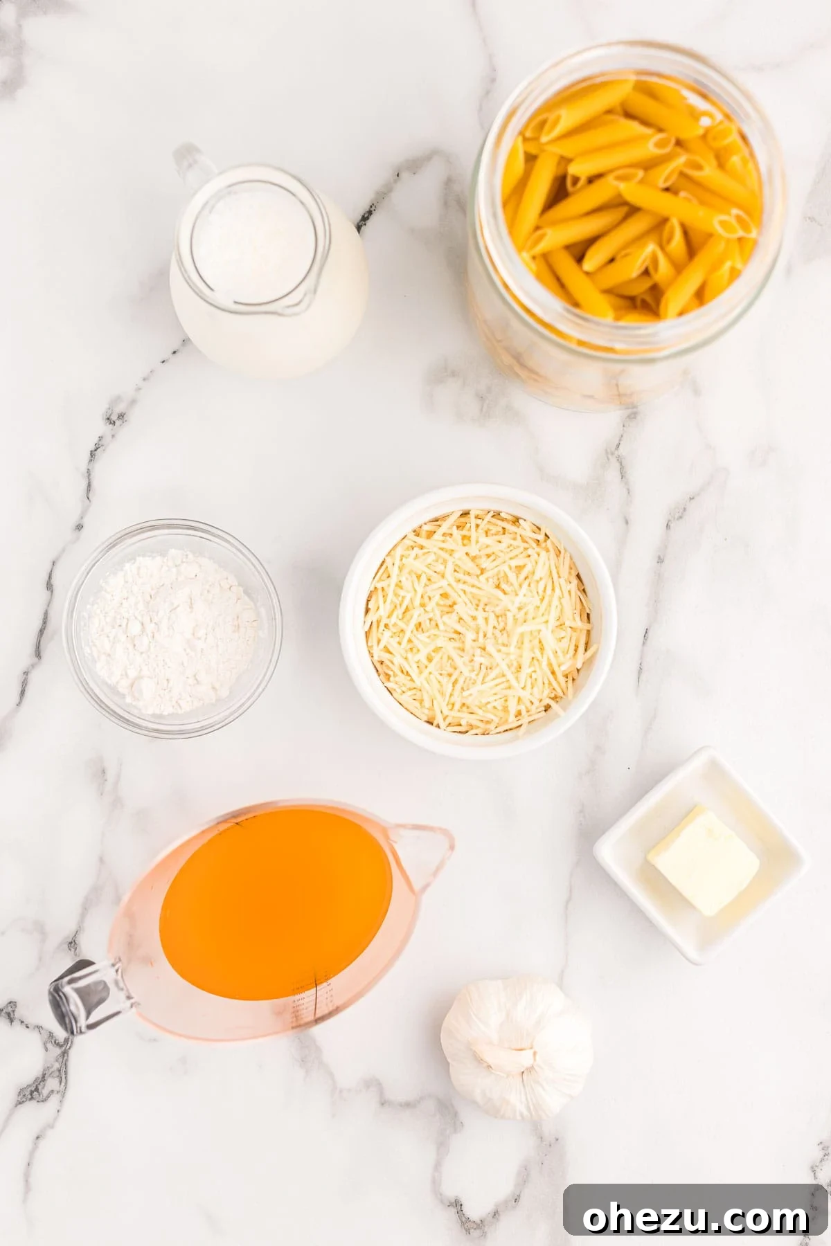 ingredients needed to make creamy penne pasta