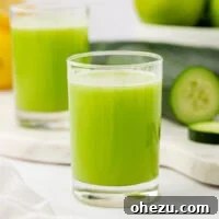 Freshly made cucumber juice in a glass, ready for consumption