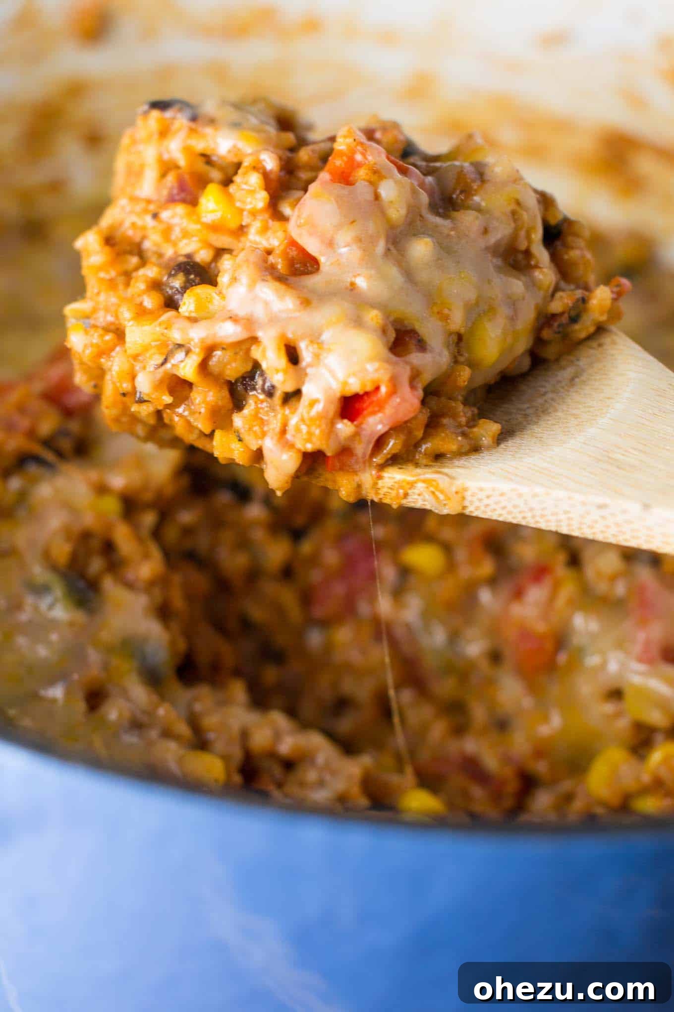 Fiesta Vegetarian Bake 2 Easy vegetarian Mexican rice casserole recipe, topped with fresh cilantro