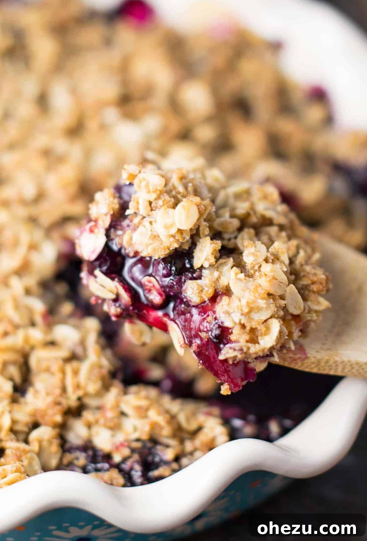 Golden Vegan Peach & Blueberry Crisp 3 Homemade Gluten-Free Vegan Blueberry Peach Crisp