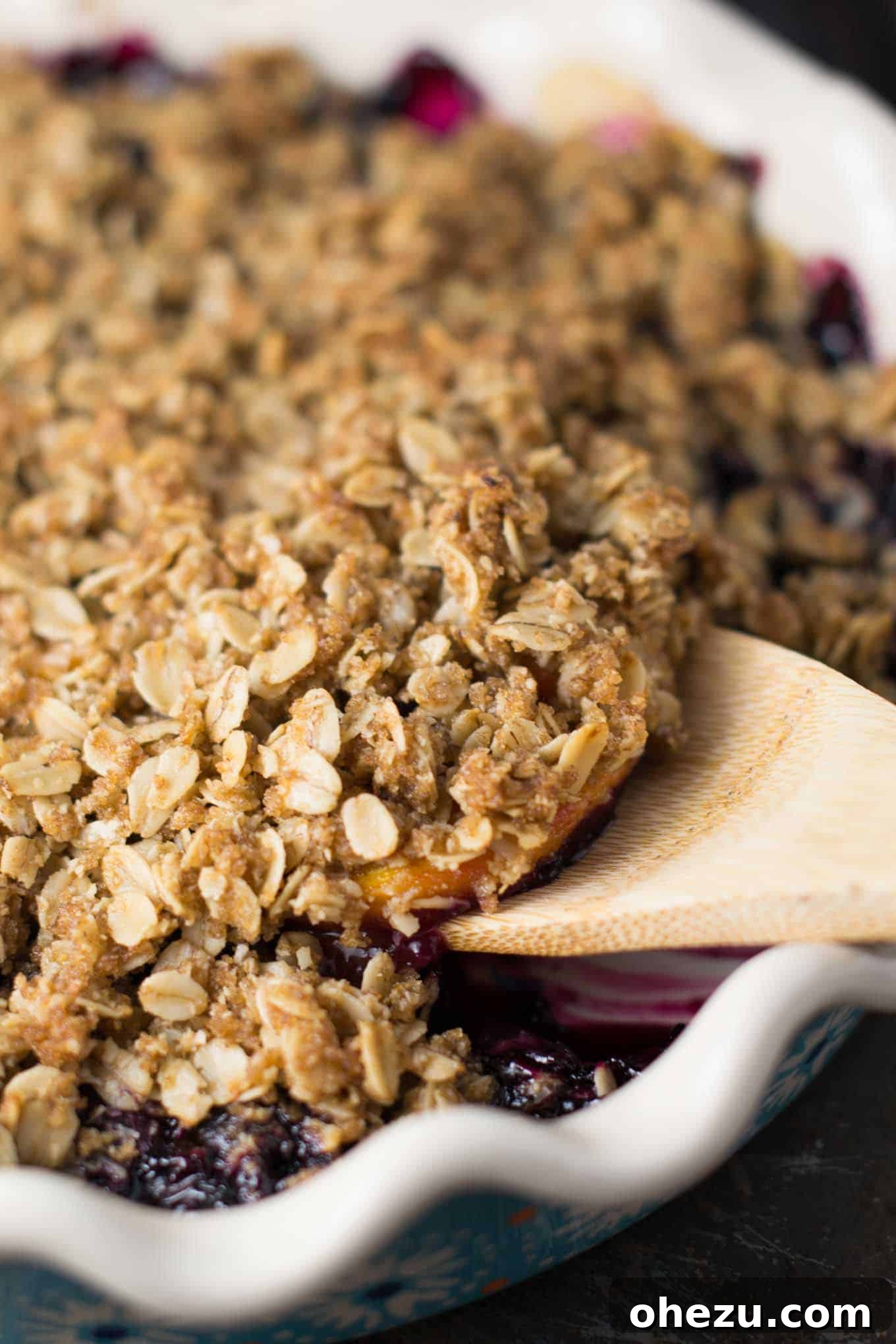 Golden Vegan Peach & Blueberry Crisp 7 Vegan Crisp Recipe with Frozen Fruit and Peaches