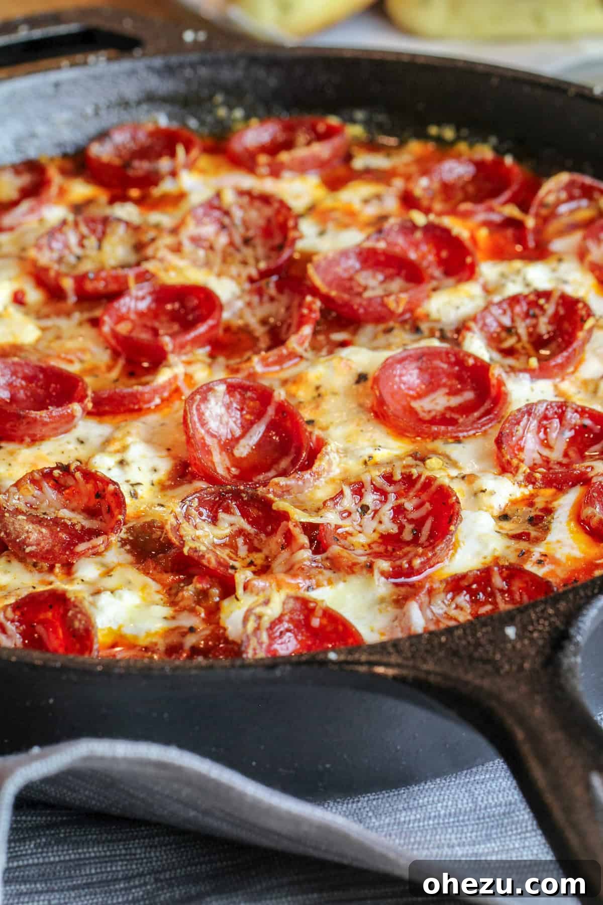 Loaded Meat Pizza Dip 4 Appetizing Meat Lover's Pizza Dip with Golden Brown Cheese