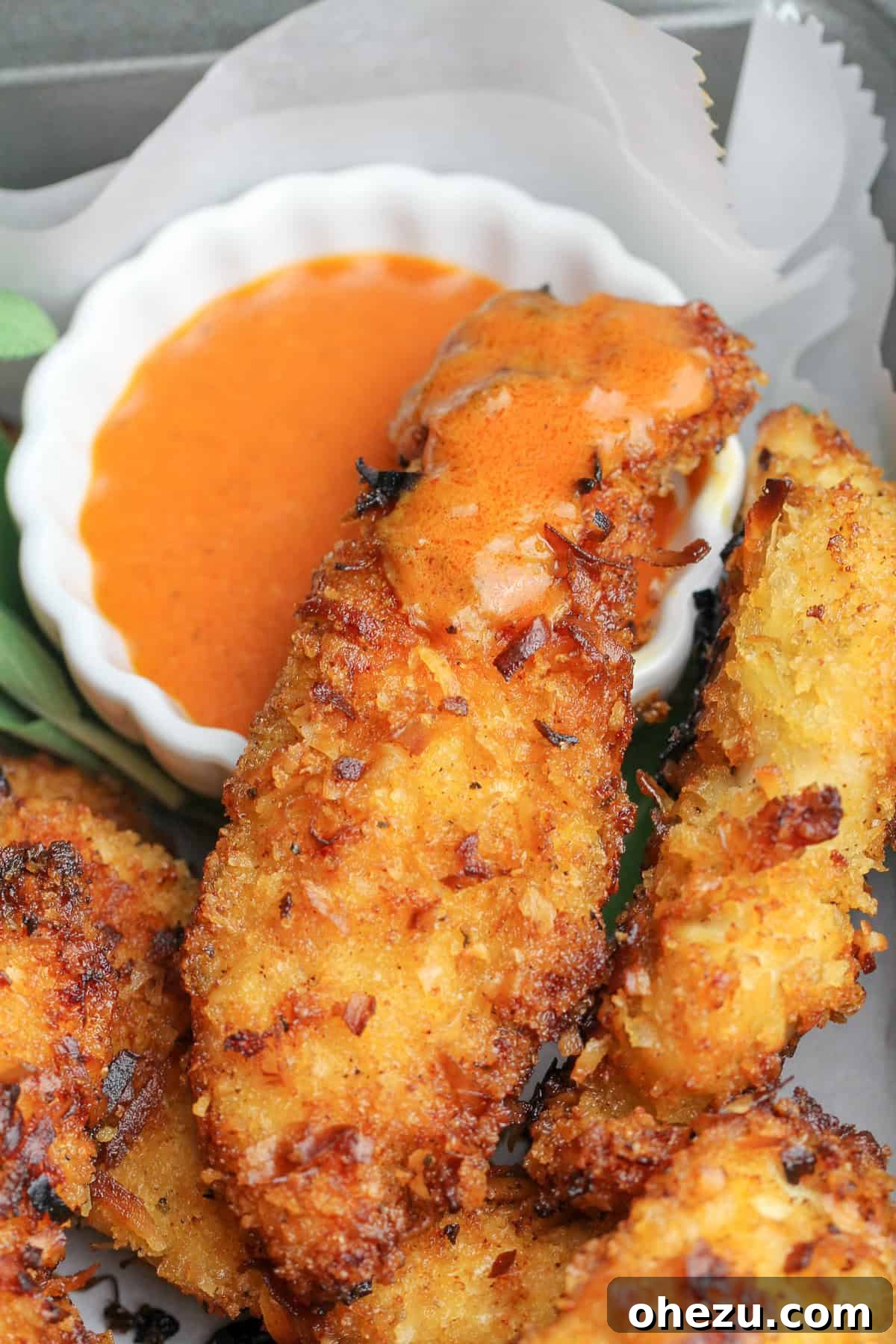 Spicy Coconut Chicken Tenders close up