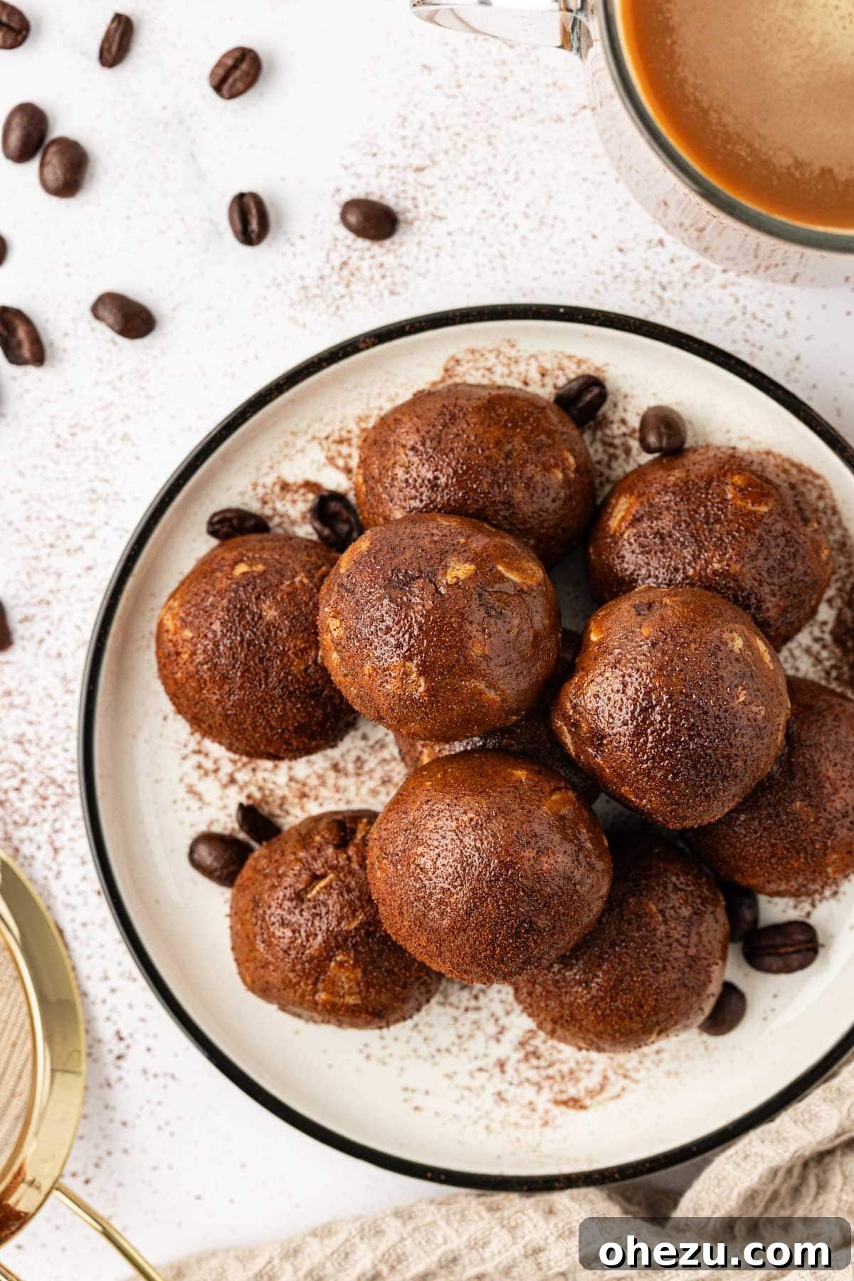 Finished Espresso Energy Bites ready to be enjoyed or stored.