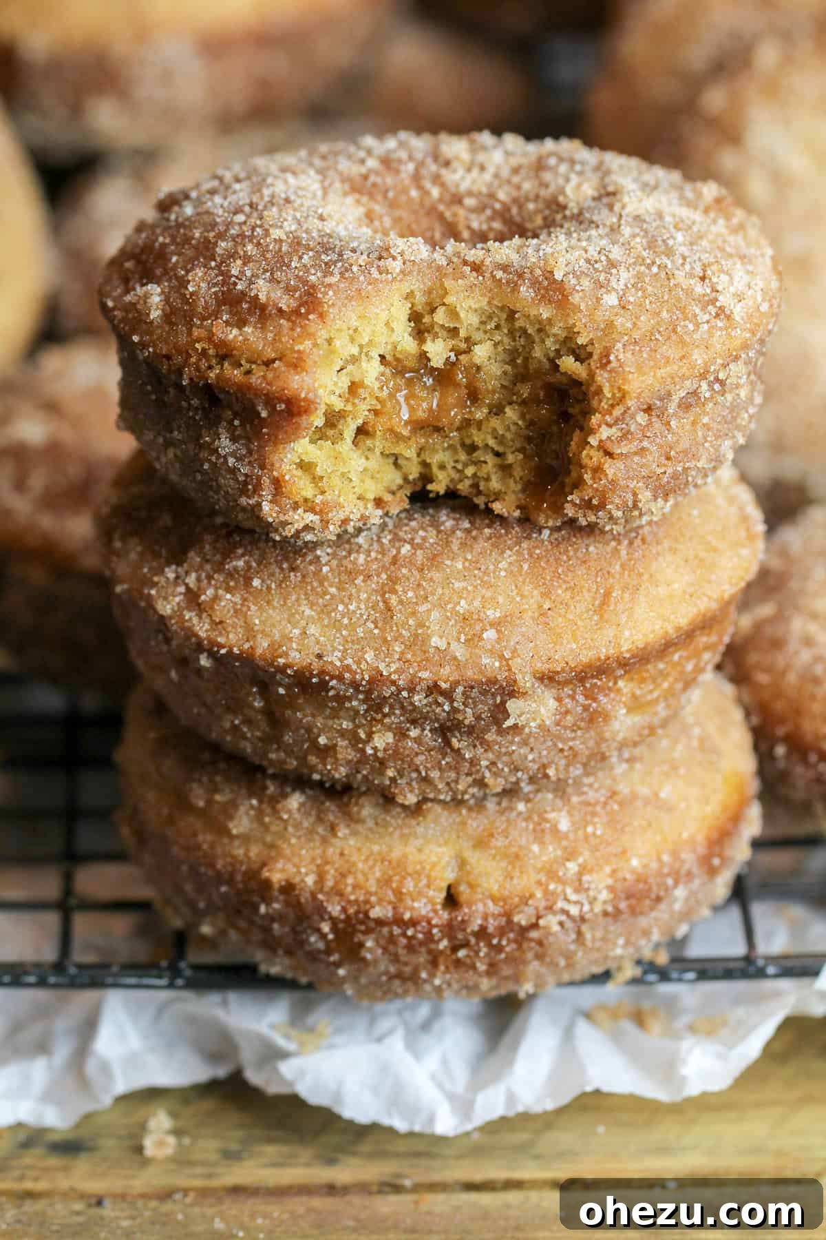 Caramel Apple Cider Donuts Recipe, perfectly glazed and spiced.