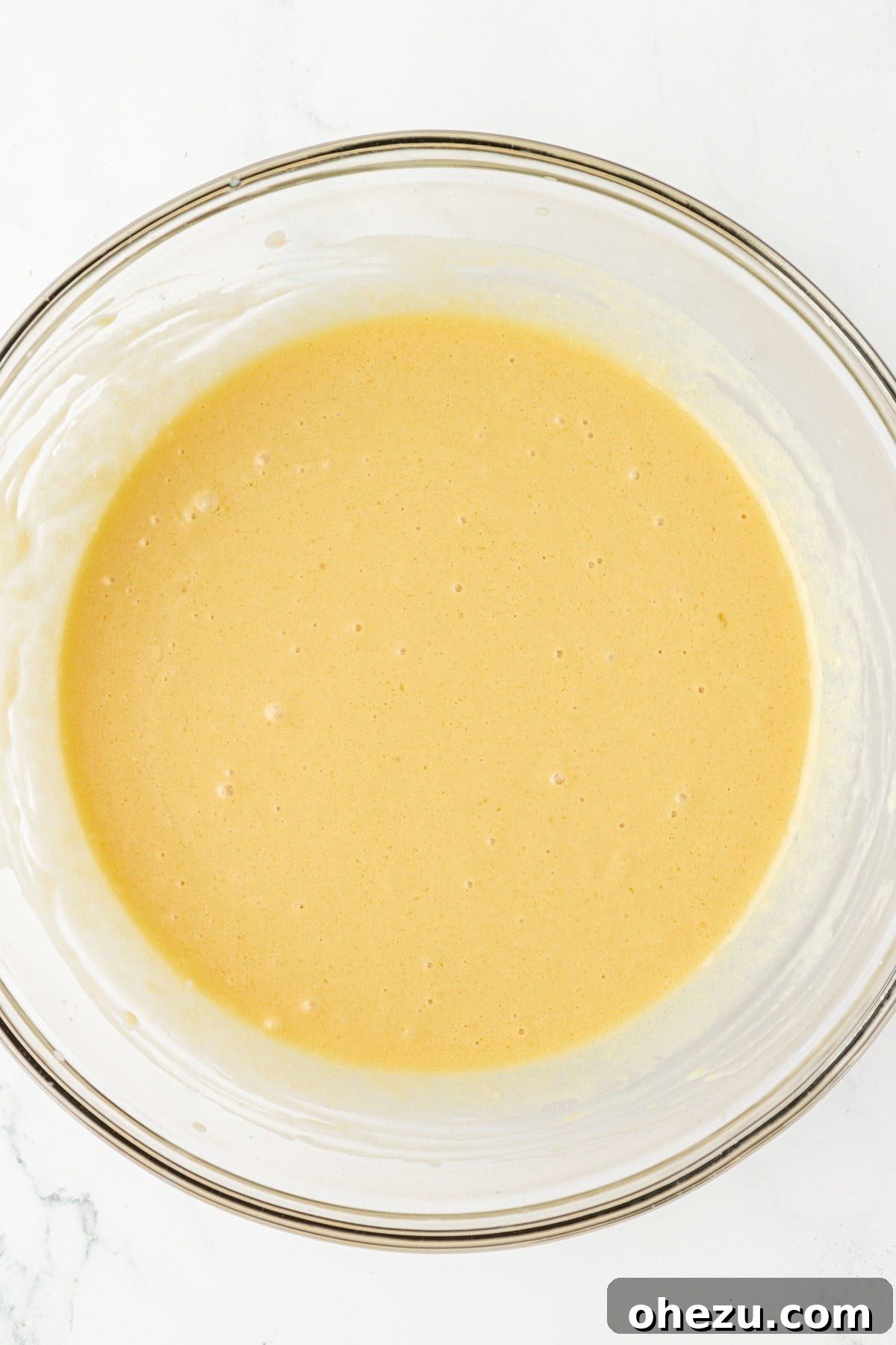 All wet ingredients mixed thoroughly together